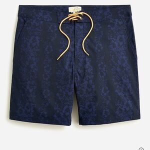 J. Crew Men’s Floral Navy Swim Shorts with Drawstring.NWT